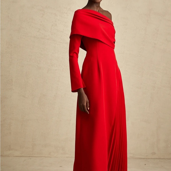 Miss Rosier Valentino Elegant Red Off-Shoulder Dress - Picture 3 of 10